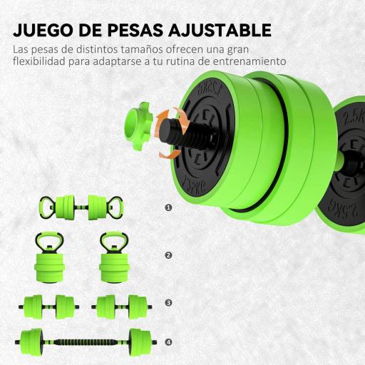 Juego de Mancuernas Ajustables 30 kg 4 en 1 como Kettlebell Barra Mancuernas Soporte para Flexiones para Gimnasio Casa [2]