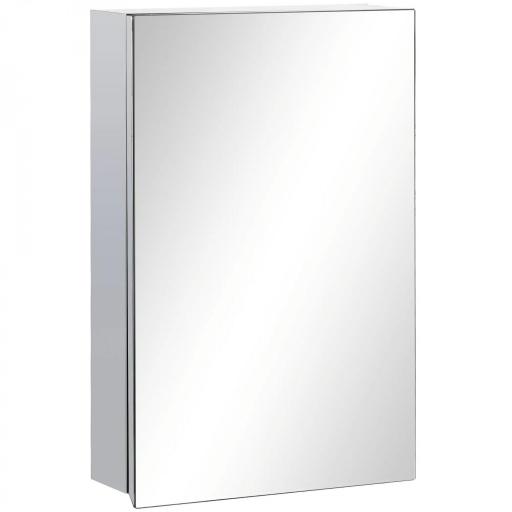 Armario de Baño con Espejo Armario de Pared con 3 Estantes de Almacenamiento para Ducha Aseo 39x12x60 cm Plata [9]