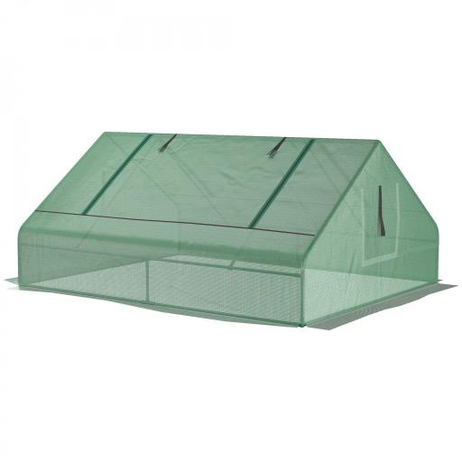 Invernadero Pequeño para Cultivo con 4 Ventanas Enrollables Marco de Acero y Cubierta PE Anti-UV 180x140x80 cm Verde [8]