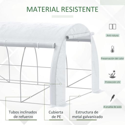 Invernadero de Túnel Invernadero de Jardín 4x3x2 m con Puerta y 8 Ventanas Enrollables para Cultivos Plantas Blanco [2]