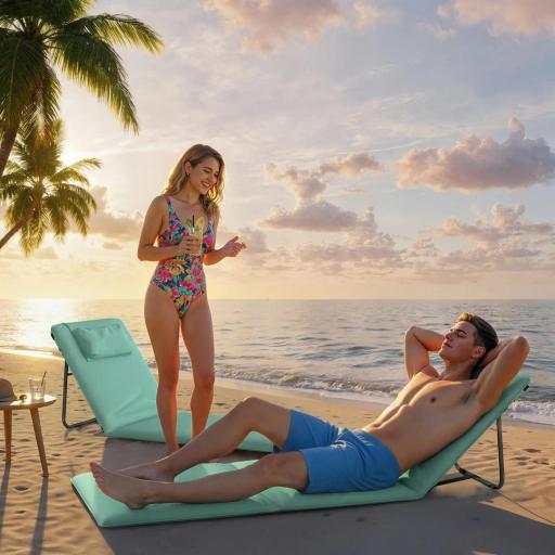 Conjunto de 2 Esterillas de Playa Plegable con Respaldo Ajustable Reposacabezas Acolchado 146x50x2 cm Verde [6]