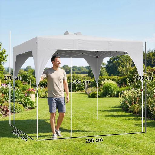 Carpa Plegable Pop-up 3x3 m con Bloqueo Central Altura Ajustable Bolsa Transporte con Ruedas y Sacos de Arena Gris [1]