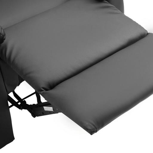 Sillón Relax Reclinable hasta 150° Tapizado en PU Butaca de Salón con Reposapiés Retráctil Respaldo Alto Resposabrazos para Dormitorio 80x97x107 cm Negro [6]