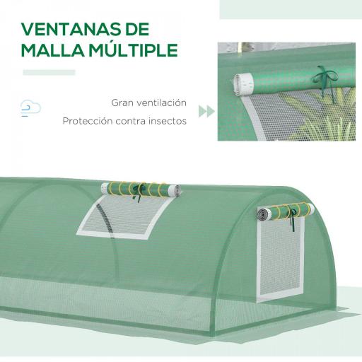 Invernadero Pequeño para Cultivo de Plantas con 4 Ventanas Marco de Acero y Cubierta de PE Anti-UV 200x80x45 cm Verde [4]