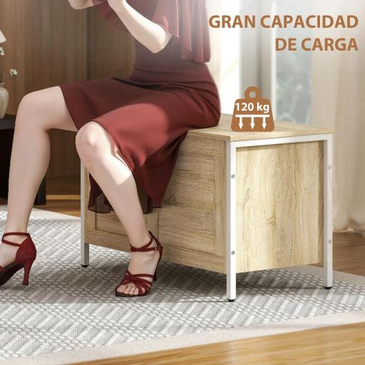 Baúl de Almacenaje para Dormitorio 95 L con Tapa Banco de Almacenaje con Bisagra de Seguridad 80x40x50 cm Roble [3]