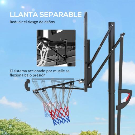 Canasta de Baloncesto para Exteriores/Interiores Altura Ajustable 235-305 cm con Ruedas Base Rellenable Bolsa de Peso [4]