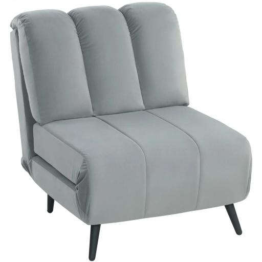 Sillón Cama Individual 3 en 1 Sofá Cama Plegable con Respaldo Ajustable y Cojín Grueso para Salón 72x88x87 cm Gris [9]