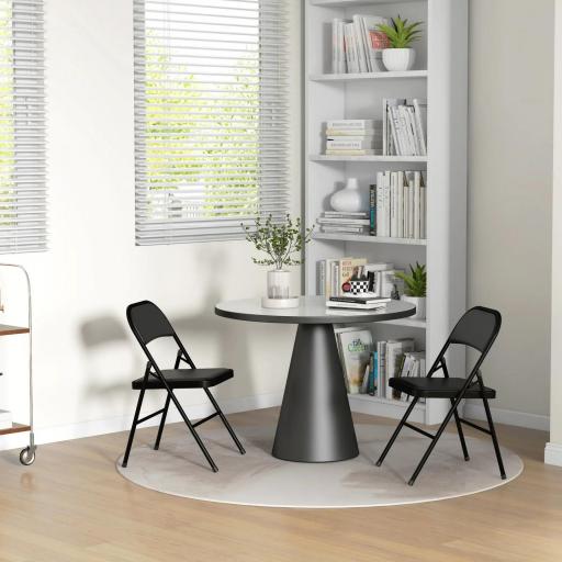 Juego de 2 Sillas Abatibles con Respaldo y Estructura de Acero para Oficina Estudio 45x46x78 cm Negro [2]