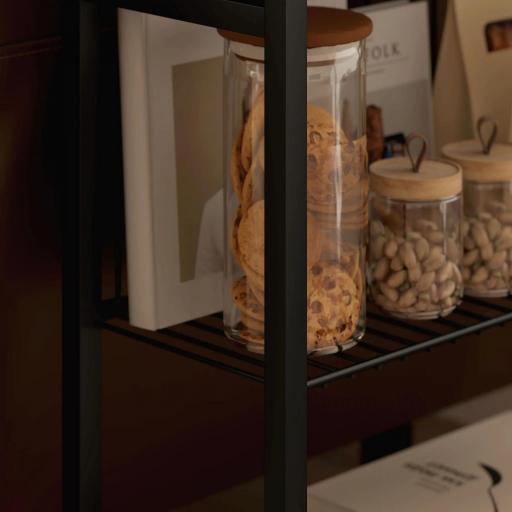 Mesa Auxiliar Estrecha de 3 Niveles con Estantes Abiertos y Estructura de Acero para Salón Dormitorio 43x18x62,5cm Gris [4]