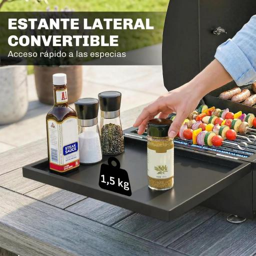 Barbacoa de Gas BBQ Gas con 3 Quemadores 7,5 kW con Parrilla Plancha Estante Lateral Convertible Termómetro Negro [1]