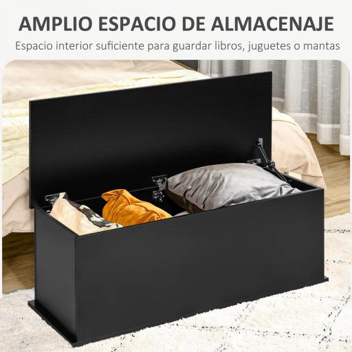 Arcón de Almacenamiento con Tapa Carga Máx. 120 kg para Dormitorio Salón 100x40x40 cm Negro [2]