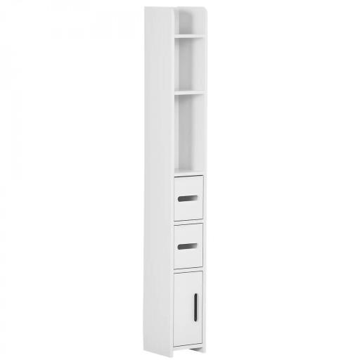 Columna Baño con 3 Puertas y 3 Estantes Mueble Auxiliar Alto de Estilo Moderno 15x17x120cm Blanco [9]