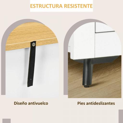 Aparador Compacto de Cocina Buffet Auxiliar de Comedor con Puertas y Cajones para Salón Entrada 78x35x80 cm Blanco [9]