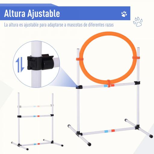 Set de Entrenamiento de Agilidad para Perros con Bolsa de Transporte Incluida 71x67x95 cm Blanco y Naranja [3]