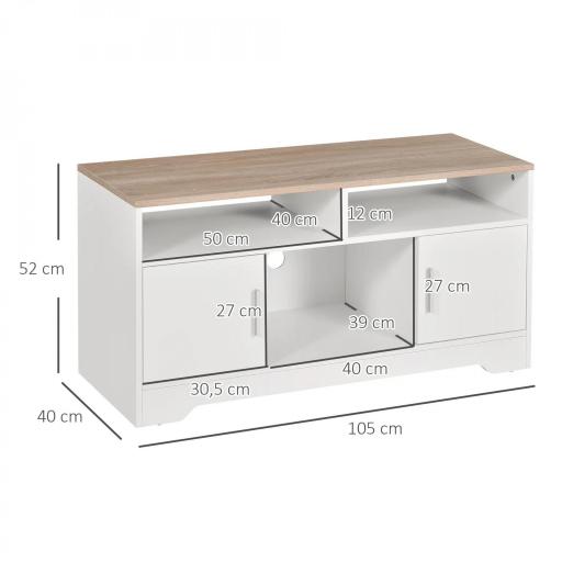 Mueble para Televisor Mesa para TV de Salón con Gran Espacio de Almacenaje con Estantes Abiertos 105x40x52 cm Blanco [1]