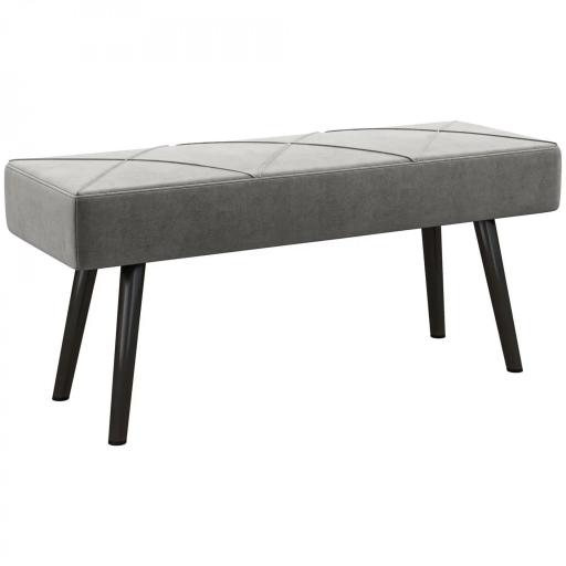 Taburete Pie de Cama Multifuncional con Pies de Acero y Asiento Acolchado para Entrada Pasillo 100x36x45 cm Gris [8]