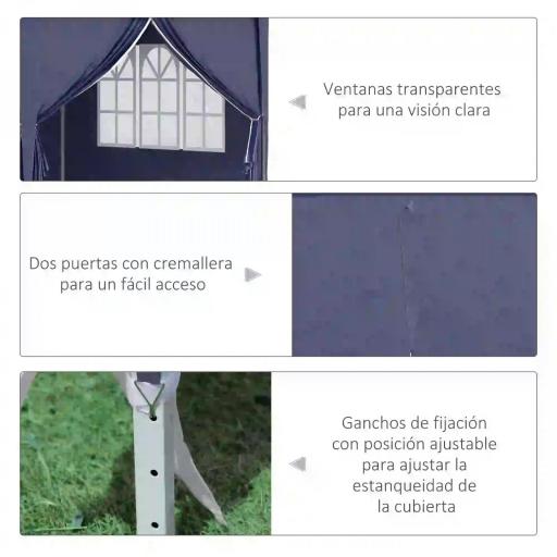 Carpa Plegable 6x3x2,7 m con 4 Paneles 4 Ventanas 2 Puertas 1 Bolsa Anti-UV y 12 Orificios de Drenaje Azul [6]