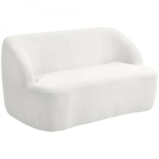 Sofá de 2 Plazas Tapizado en Borreguito de 142 cm con Diseño Curvo Acolchado Grueso No Requiere Montaje Crema [8]