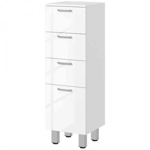 Mueble Auxiliar Baño Moderno Armario de Baño con 4 Cajones y 4 Patas para Salón Carga 30 kg 30x30x93cm Blanco Brillante [7]