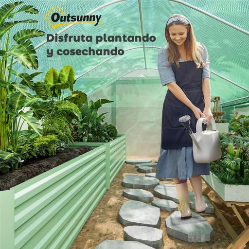 Invernadero de Túnel 4x3x2 m con 2 Ventanas Cubierta de PE Anti-UV y 1 Puerta Enrollable con Cremallera Verde [3]