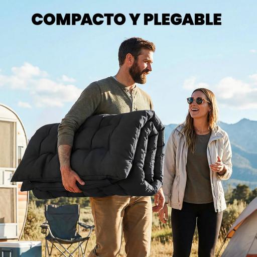 Esterilla de Camping Plegable Portátil con Correas Antideslizante para Cama de Camping Tienda Viajes Negro [4]