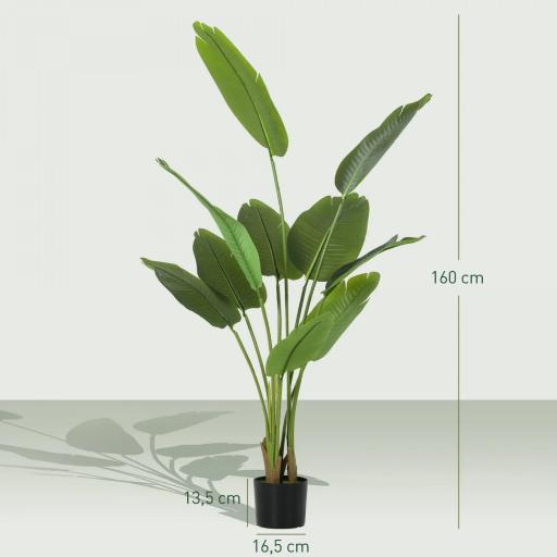 Planta Artificial Decorativa 160 cm Bananera Artificial con Maceta y Hojas para Interior Verde [1]