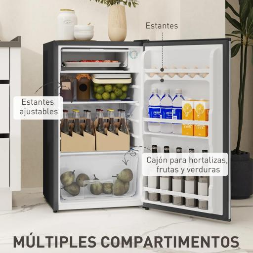 Mini Nevera Silenciosa 91 L Clase E con Temperatura Regulable 5 Niveles Puerta Reversible Estantes Ajustables Negro [7]