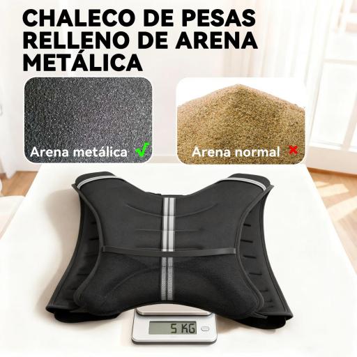 Chaleco Lastrado 5 kg con 2 Correas Ajustables y Bandas Reflectantes para Entrenamiento de Fuerza Jogging Negro [2]