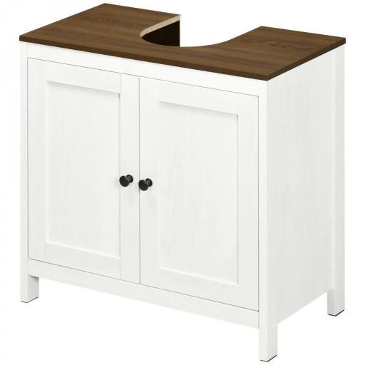 Mueble para Debajo del Lavabo Armario Bajo con 2 Puertas Enmarcadas y Estante Ajustable 60x30x60 cm Blanco [9]