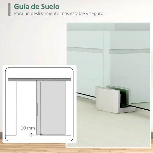 Puerta Corredera de Cristal 77,5x205 cm Puerta Corrediza Deslizante con Riel de Cristal de Seguridad Translúcido [3]