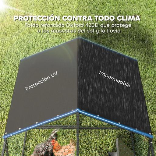 Gallinero para Exterior Grande 3x1x1 m Gallinero Metálico con Cubierta Tela Oxford Anti-UV e Impermeable Negro [4]