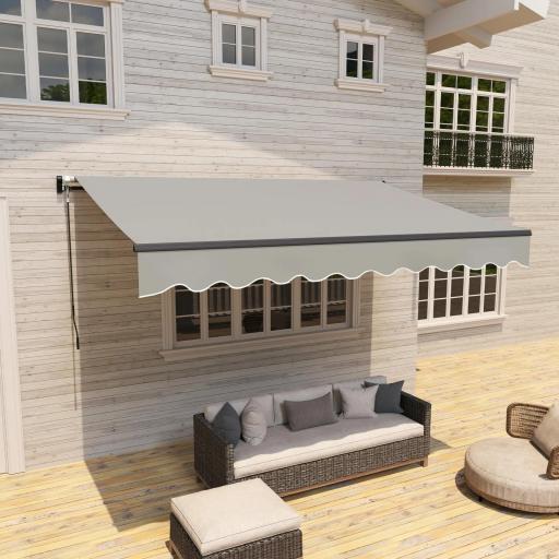 Toldo Retráctil de Aluminio para Ventanas y Puertas con Protección UV30+ y Inclinación Ajustable 360x220 cm Gris [5]