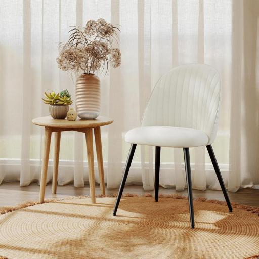 Pack de 4 Sillas de Comedor Modernas Sillas de Cocina Tapizada en Terciopelo con Respaldo Bajo 50x52x83 cm Crema [4]