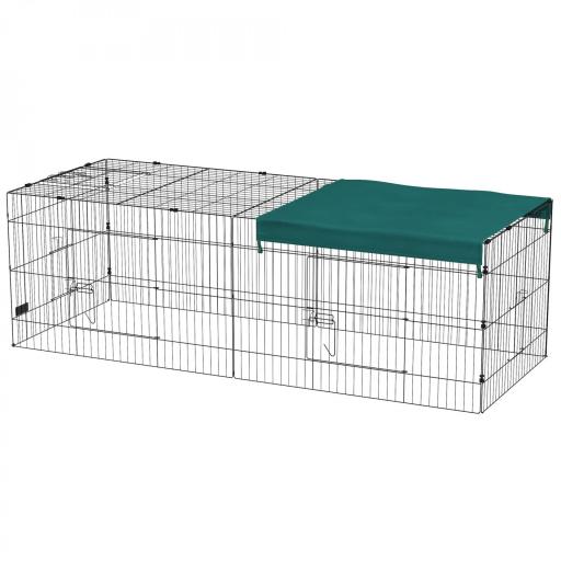 Jaula para Animales Pequeños de Acero con Puertas y Tela Superior para Conejos Chinchillas Gallinas 220x85x70 cm Verde [8]