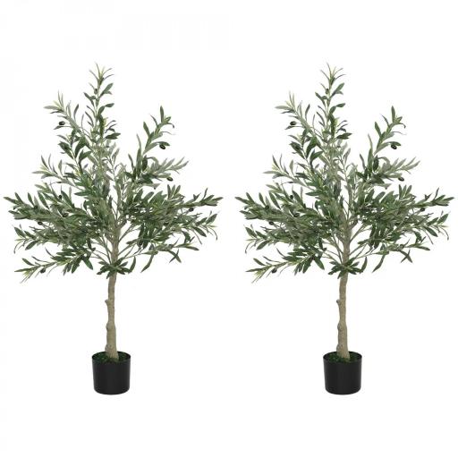 2 Olivos Artificiales 120 cm con Hojas de Seda y 20 Aceitunas Decoración Interior para Hogar Oficina Dormitorio Salón [9]