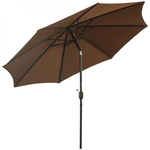 Sombrilla de Jardín Ø295x250 cm con Manivela Parasol Exterior con Mecanismo de Inclinación y Poste Desmontable de Metal para Terraza Piscina Patio Café [9]