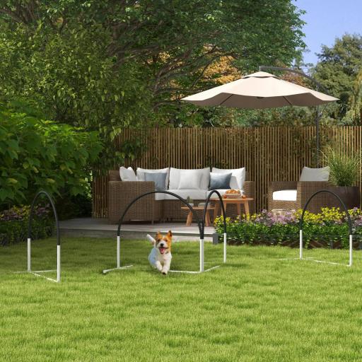 Set de Entrenamiento de Agilidad para Perros de 4 Piezas con Bolsa de Transporte 89x69x99 cm Negro