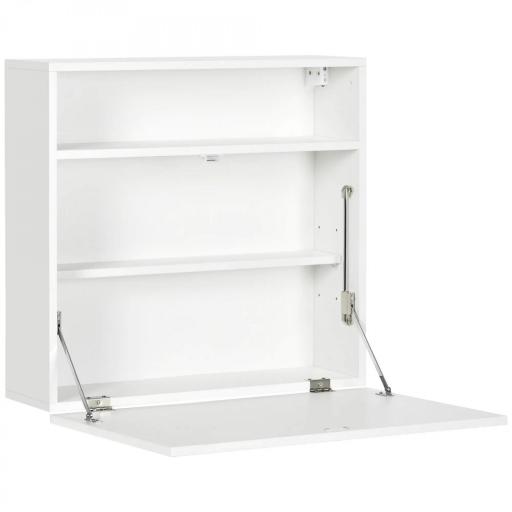 Escritorio Plegable de Pared Moderno Mesa Flotante Multifuncional con Estantes de Almacenamiento 64x20x60 cm Blanco [3]