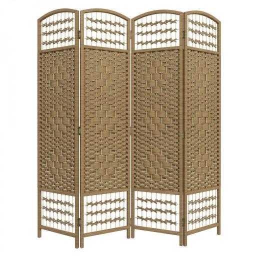 Biombo Separador de Ambientes de 4 Paneles Plegable de Cuerda de Papel 160x170cm Decoración para Dormitorio Natural [9]