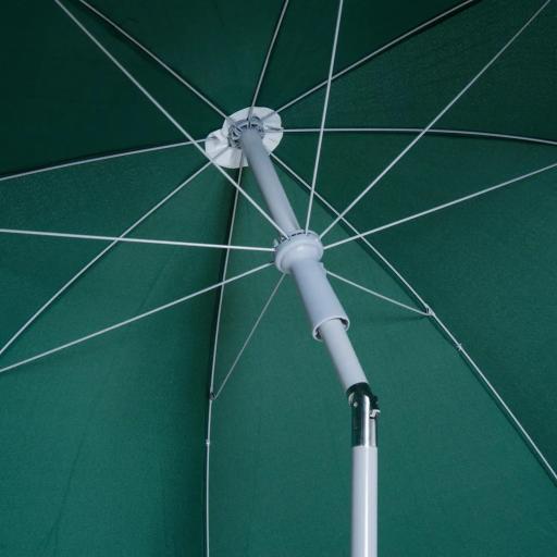 Sombrilla de Playa Diámetro de Ø202 cm con Techo Inclinable Poste Desmontable y Pincho Inferior para Jardín Verde [5]