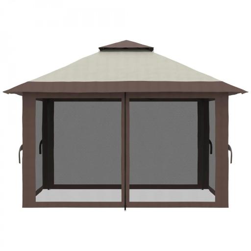Carpa Plegable Pop-up con Altura Ajustable Protección UV50+ Doble Techo y Mosquiteras 4x4x2,8 m Beige [10]