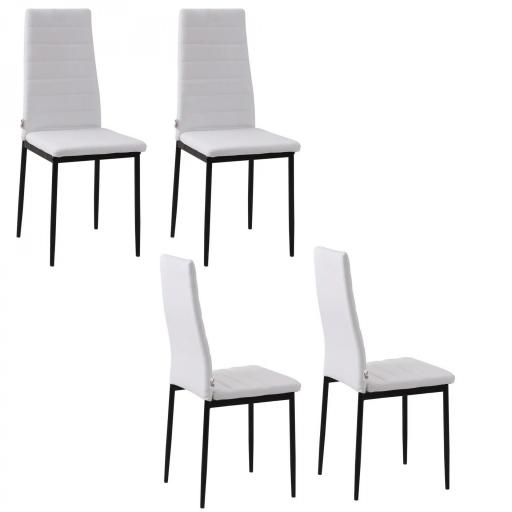 Pack de 4 Sillas de Cocina Modernas Tapizadas en Lino y Patas de Metal para Salón Carga 120 kg 41x50x97 cm Blanco [9]