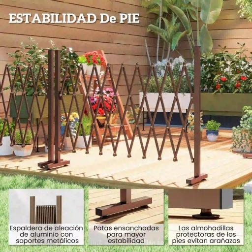 Valla de Jardín Exterior de Aleación de Aluminio Puerta de Jardín Exterior Extensible 250x31x103,5 cm Café Oscuro [4]