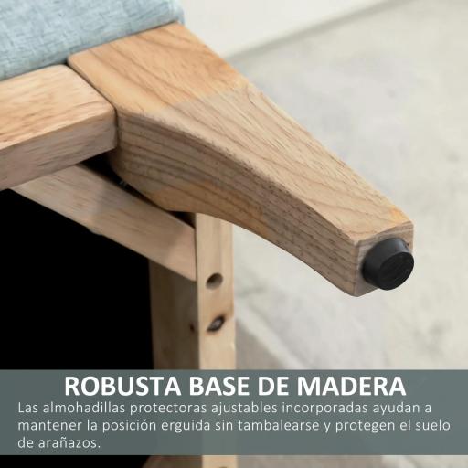 Baúl de Almacenaje para Dormitorio 72L Tapizado en Lino con Patas de Madera 110x39x45 cm Verde Claro [4]