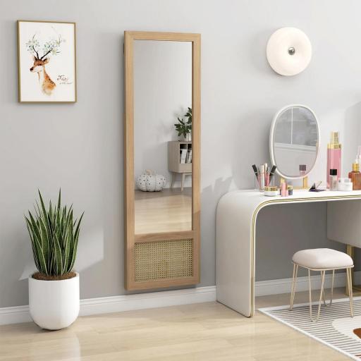 Espejo de Cuerpo Entero 160x50 cm con Marco de Madera y Soporte para Salón Dormitorio Natural [6]