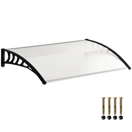 Tejadillo de Protección contra Sol y Lluvia Marquesina para Puertas de Exterior Marquesina de Techo Diseño Moderno Aleación de Aluminio Duradero 122x89x24 cm Transparente [9]