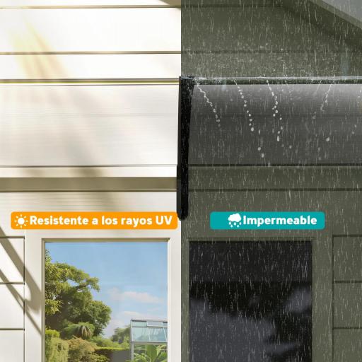 Tejadillo de Protección 195x75 cm Marquesina de Exterior con Paneles de Policarbonato Barras de Aluminio Transparente [5]
