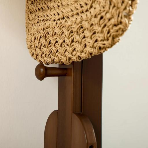 Perchero de Bambú con Banco Espejo 2 Cajones 4 Ganchos Barra y Compartimiento de Almacenaje 113x33x169,5cm Marrón [7]