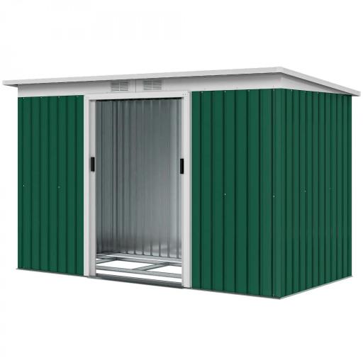 Cobertizo de Jardín 213x130x172 cm Caseta de Exterior Metálica para Almacenamiento de Herramientas Verde Oliva [8]