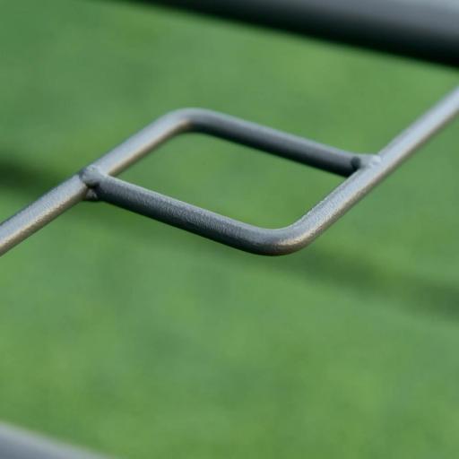 Mesa de Jardín Exterior Rectangular de Metal Bordes Curvos con Orificio para Sombrilla Capacidad 70kg Vidrio Templado 120x80x70 cm Gris Carbón [7]